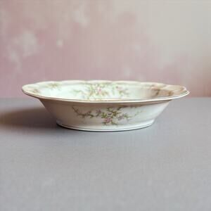 Vtg Theodore Haviland Rosalinde Oval Vegetable Serving Bowl 9 3/4” Pink Floral